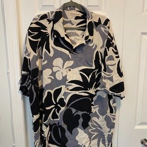 Tommy Bahama Black and Gray Floral Shirt